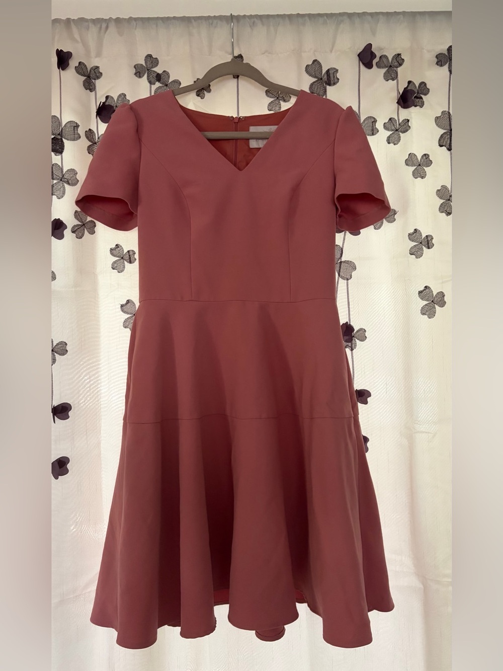 Gal Meets Glam Rose Pink V-Neck Fit & Flare Midi Dress